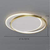 Modern Geometric Double Ring LED Flush Mount Ceiling Light Dimmable Metal Fixture for Bedroom