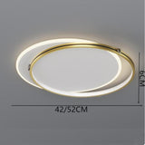 Modern Geometric Double Ring LED Flush Mount Ceiling Light Dimmable Metal Fixture for Bedroom