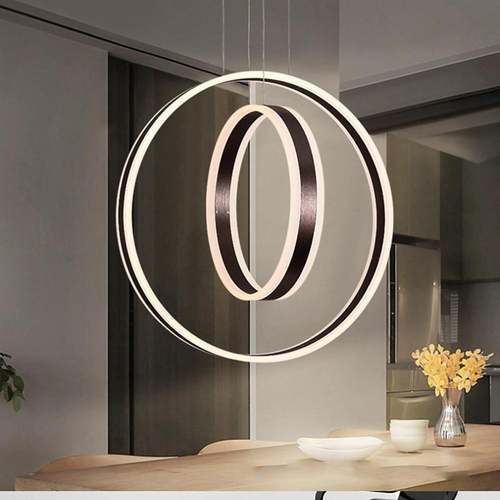 Modern Geometric Double Ring LED Pendant Light for Dining Room and Living Space