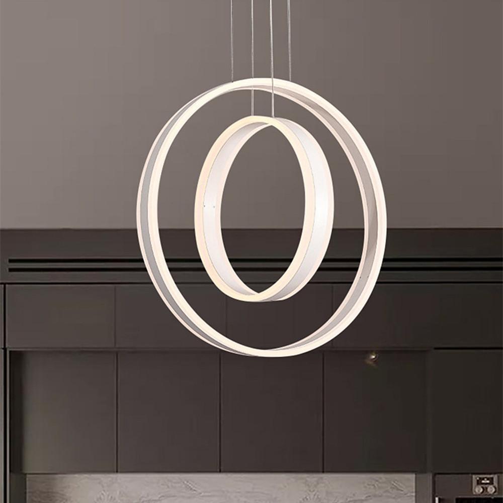 Modern Geometric Double Ring LED Pendant Light for Dining Room and Living Space