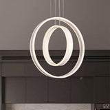 Modern Geometric Double Ring LED Pendant Light for Dining Room and Living Space