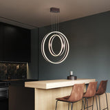 Modern Geometric Double Ring LED Pendant Light for Dining Room and Living Space
