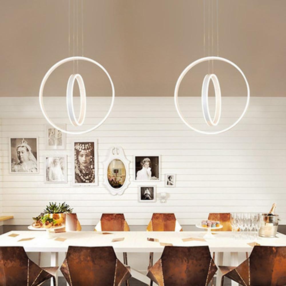 Modern Geometric Double Ring LED Pendant Light for Dining Room and Living Space