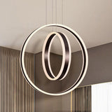 Modern Geometric Double Ring LED Pendant Light for Dining Room and Living Space
