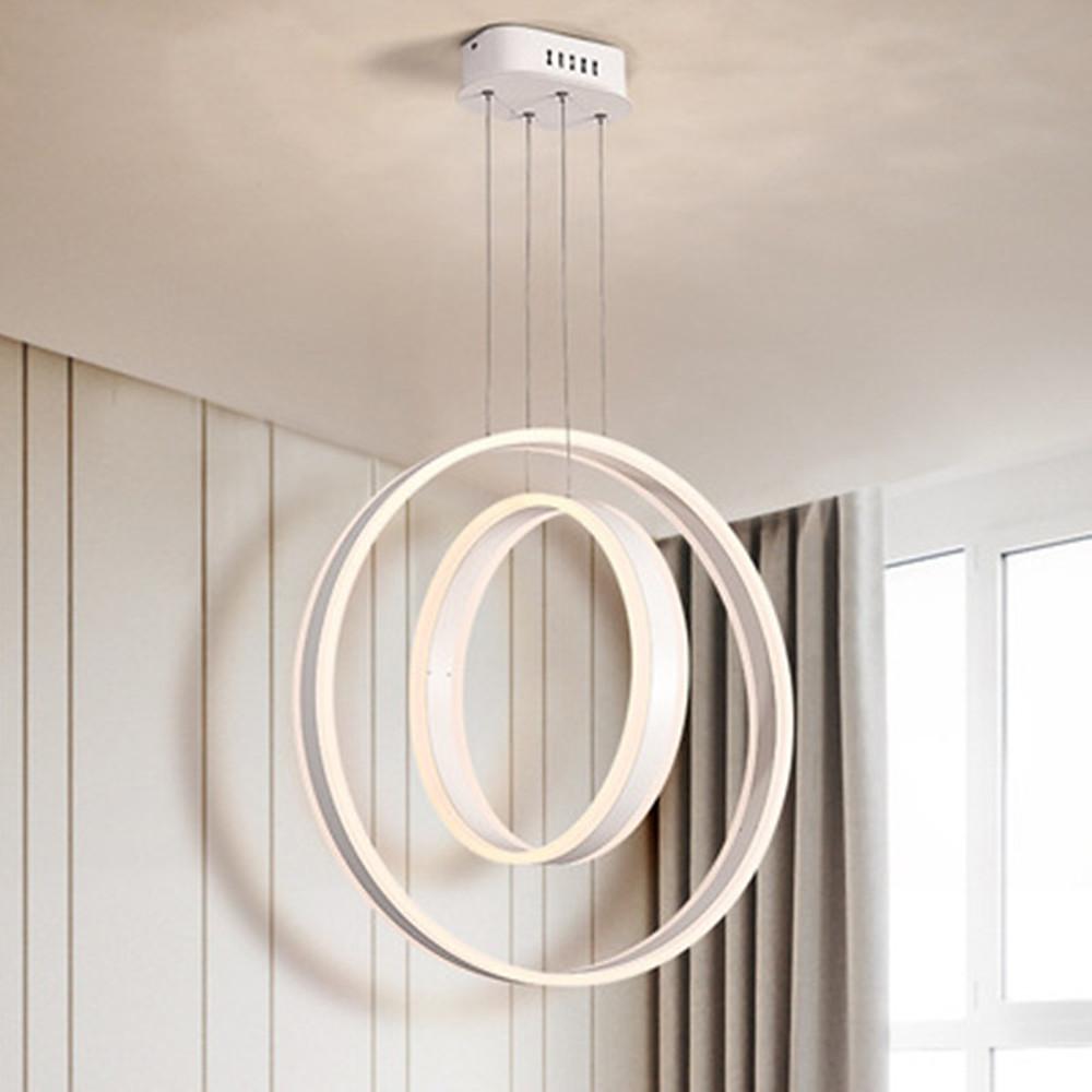 Modern Geometric Double Ring LED Pendant Light for Dining Room and Living Space