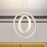 Modern Geometric Double Ring LED Pendant Light for Dining Room and Living Space