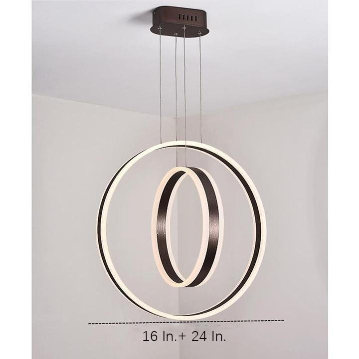 Modern Geometric Double Ring LED Pendant Light for Dining Room and Living Space