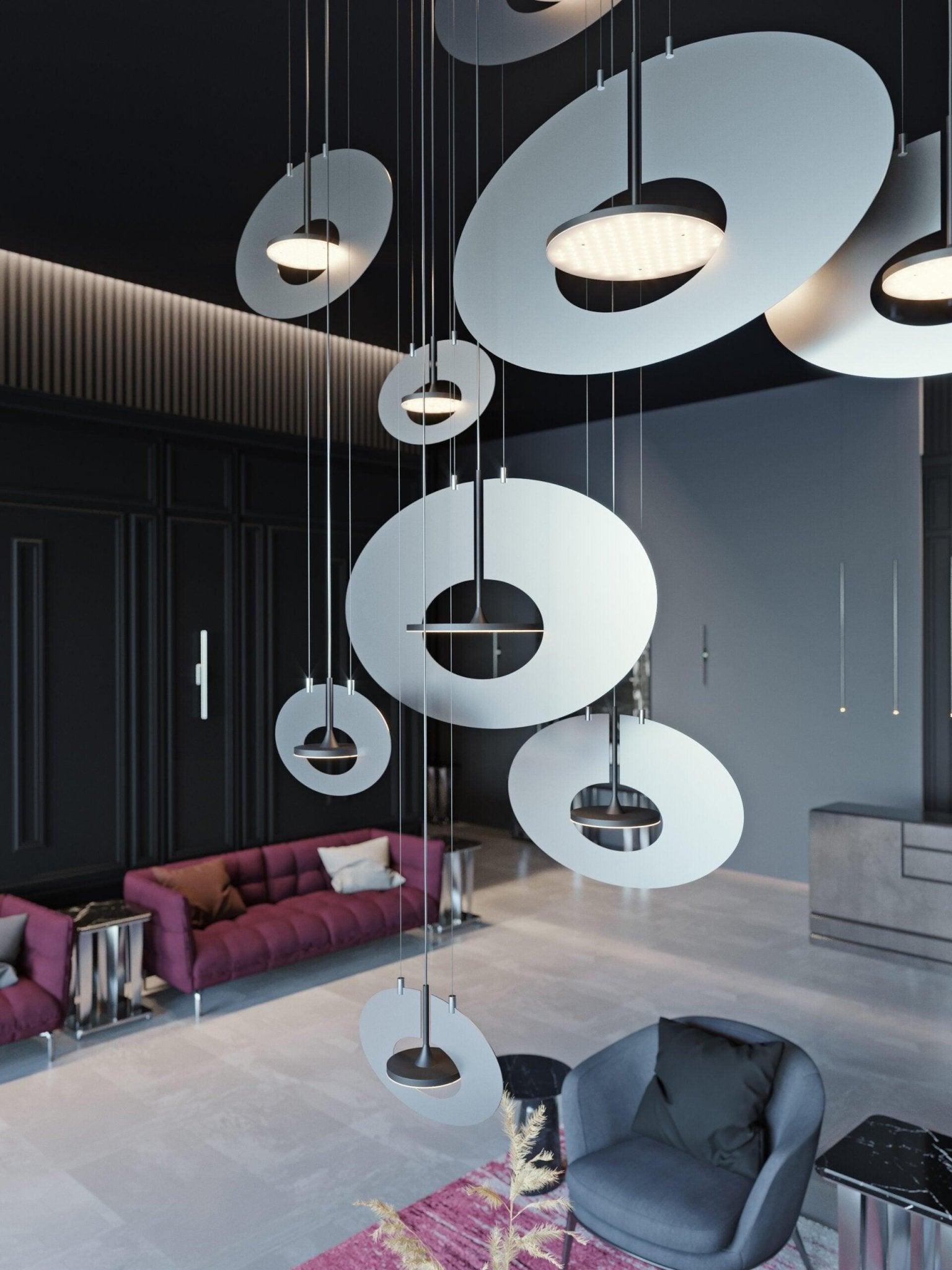 Modern Geometric Eye In The Sky LED Pendant Light for Contemporary Interior Lighting