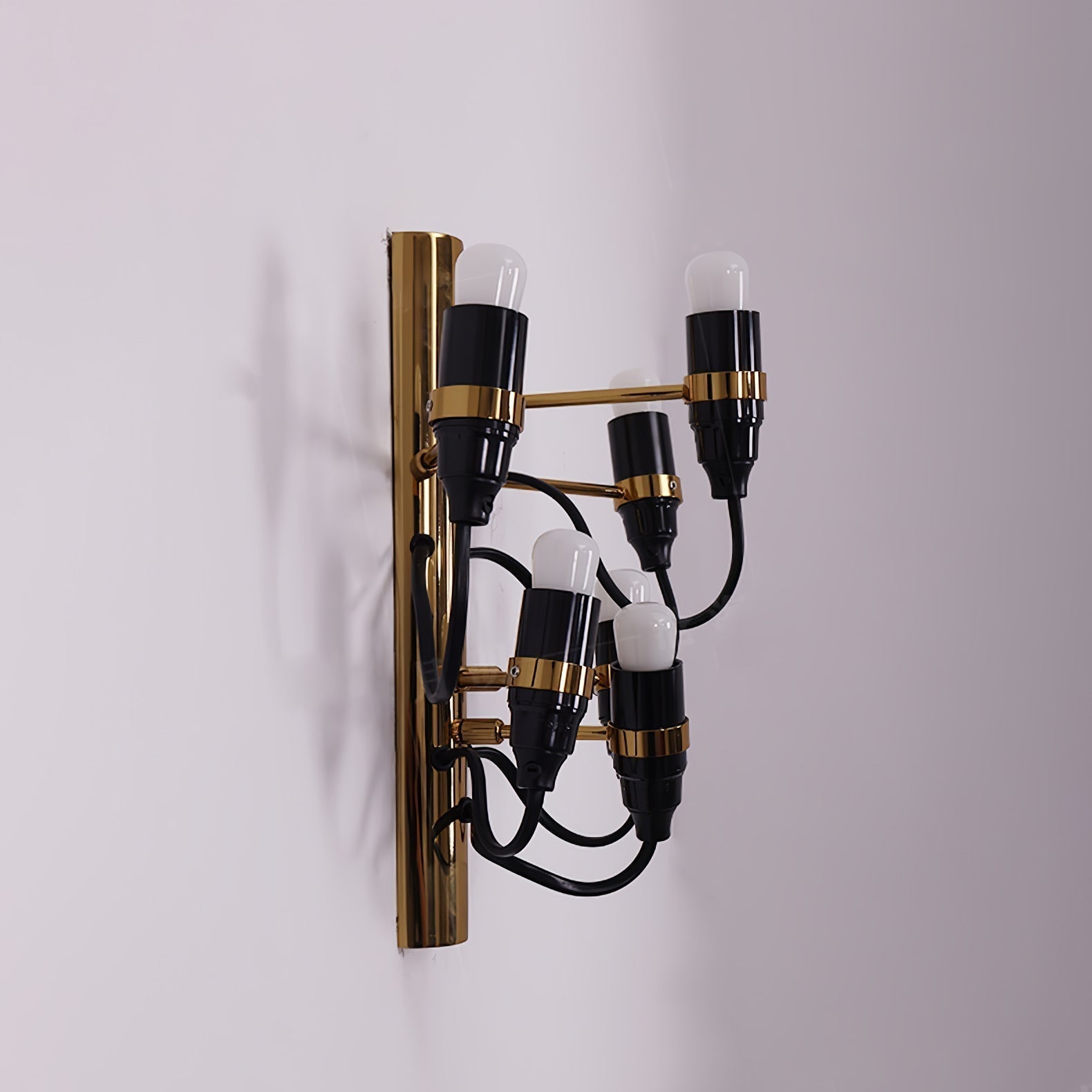 Modern Geometric Fruit Bracket Wall Sconce Multi Arm Indoor Lighting in Matt Black Gold White