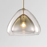 Modern Geometric Glass Pendant Light Gold Finish Double Layer Triangle Hanging Lamp