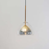 Modern Geometric Glass Pendant Light Gold Finish Double Layer Triangle Hanging Lamp
