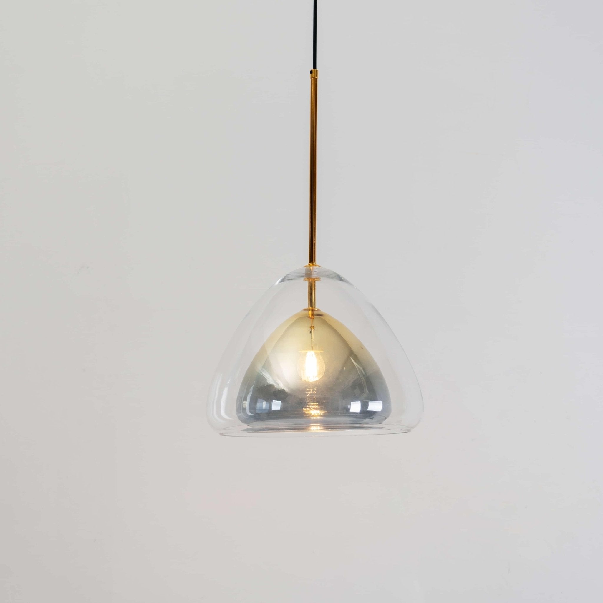 Modern Geometric Glass Pendant Light Gold Finish Double Layer Triangle Hanging Lamp