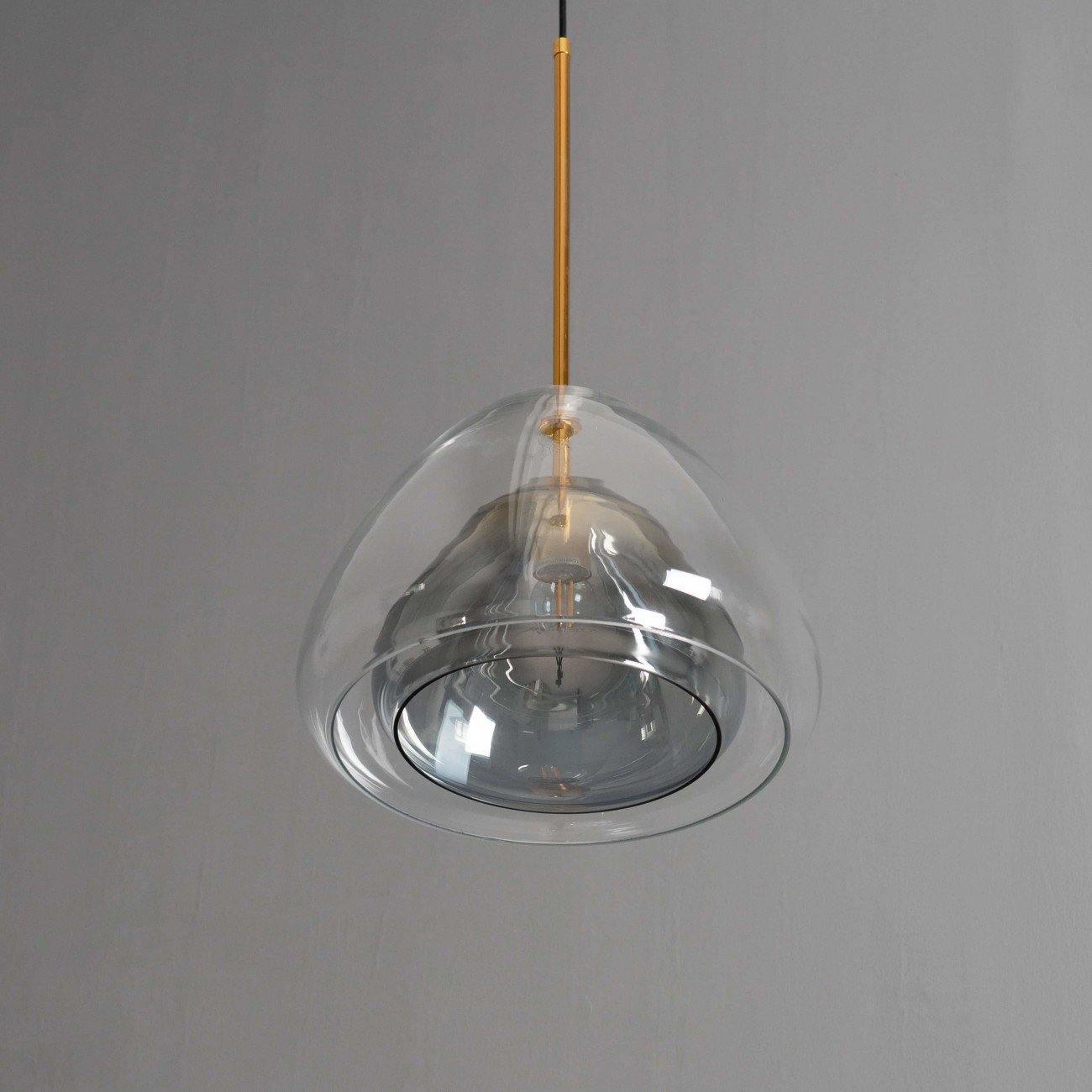 Modern Geometric Glass Pendant Light Gold Finish Double Layer Triangle Hanging Lamp