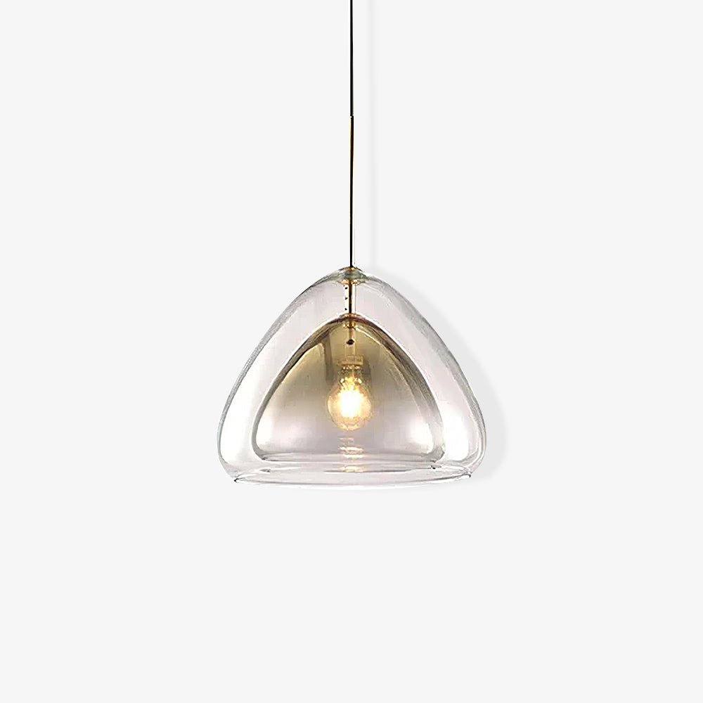Modern Geometric Glass Pendant Light Gold Finish Double Layer Triangle Hanging Lamp
