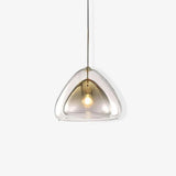 Modern Geometric Glass Pendant Light Gold Finish Double Layer Triangle Hanging Lamp
