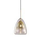 Modern Geometric Glass Pendant Light Gold Finish Double Layer Triangle Hanging Lamp