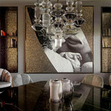 Modern Geometric Glass Pendant Light Gold Finish Integrated LED Ceiling Lamp for Dining Room