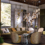 Modern Geometric Glass Pendant Light Gold Finish Integrated LED Ceiling Lamp for Dining Room