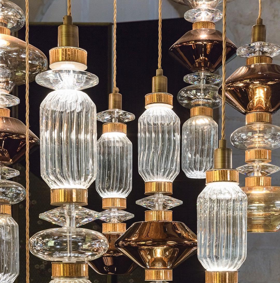 Modern Geometric Glass Pendant Light Gold Finish Integrated LED Ceiling Lamp for Dining Room