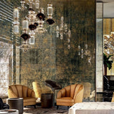 Modern Geometric Glass Pendant Light Gold Finish Integrated LED Ceiling Lamp for Dining Room