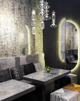 Modern Geometric Glass Pendant Light Gold Finish Integrated LED Ceiling Lamp for Dining Room