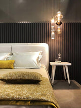 Modern Geometric Glass Pendant Light Gold Finish Integrated LED Ceiling Lamp for Dining Room