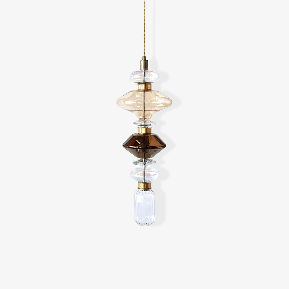 Modern Geometric Glass Pendant Light Gold Finish Integrated LED Ceiling Lamp for Dining Room