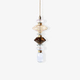 Modern Geometric Glass Pendant Light Gold Finish Integrated LED Ceiling Lamp for Dining Room