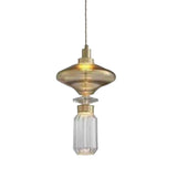 Modern Geometric Glass Pendant Light Gold Finish Integrated LED Ceiling Lamp for Dining Room