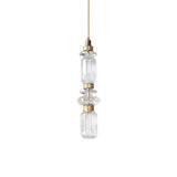 Modern Geometric Glass Pendant Light Gold Finish Integrated LED Ceiling Lamp for Dining Room