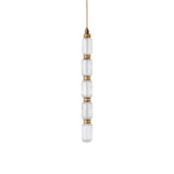 Modern Geometric Glass Pendant Light Gold Finish Integrated LED Ceiling Lamp for Dining Room