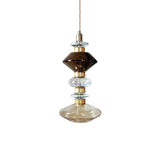 Modern Geometric Glass Pendant Light Gold Finish Integrated LED Ceiling Lamp for Dining Room