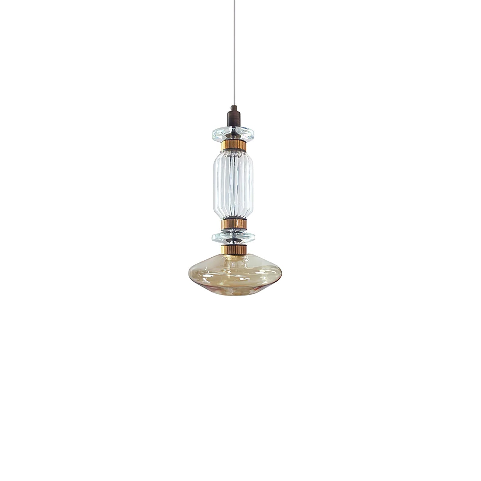 Modern Geometric Glass Pendant Light Gold Finish Integrated LED Ceiling Lamp for Dining Room