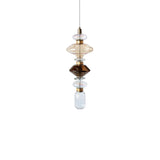 Modern Geometric Glass Pendant Light Gold Finish Integrated LED Ceiling Lamp for Dining Room