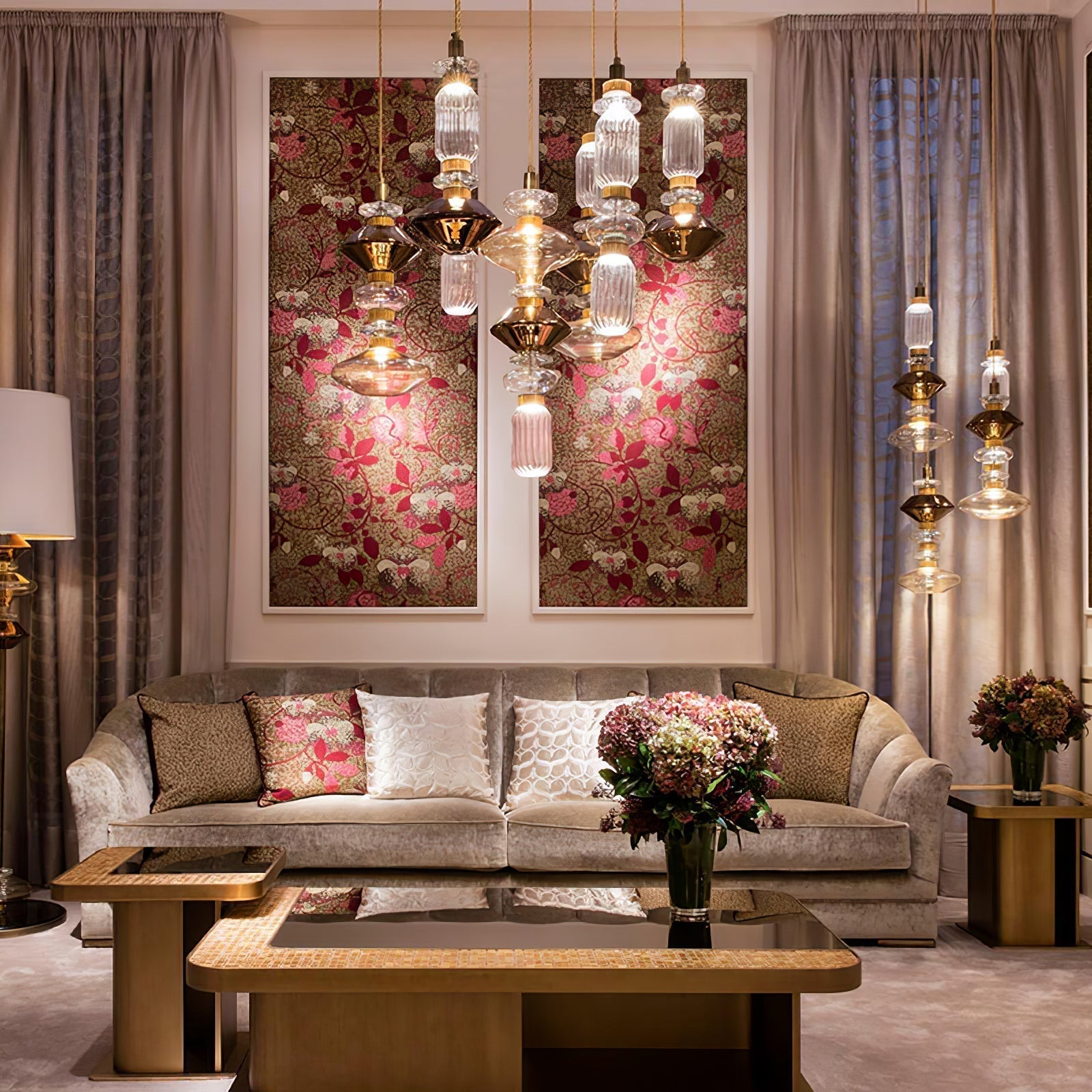 Modern Geometric Glass Pendant Light Gold Finish Integrated LED Ceiling Lamp for Dining Room