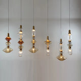 Modern Geometric Glass Pendant Light Gold Finish Integrated LED Ceiling Lamp for Dining Room