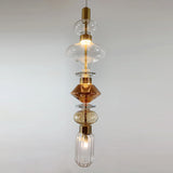 Modern Geometric Glass Pendant Light Gold Finish Integrated LED Ceiling Lamp for Dining Room