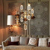 Modern Geometric Glass Pendant Light Gold Finish Integrated LED Ceiling Lamp for Dining Room