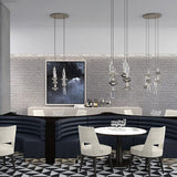 Modern Geometric Glass Pendant Light Gold Finish Integrated LED Ceiling Lamp for Dining Room