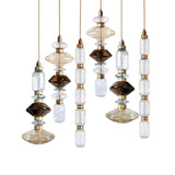 Modern Geometric Glass Pendant Light Gold Finish Integrated LED Ceiling Lamp for Dining Room