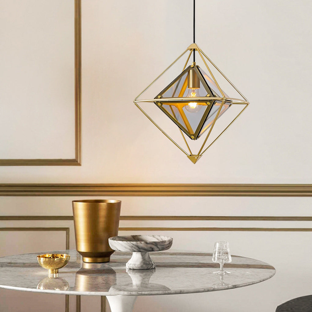 Modern Geometric Glass Pendant Light Minimalist Kitchen Island Chandelier for Dining Room