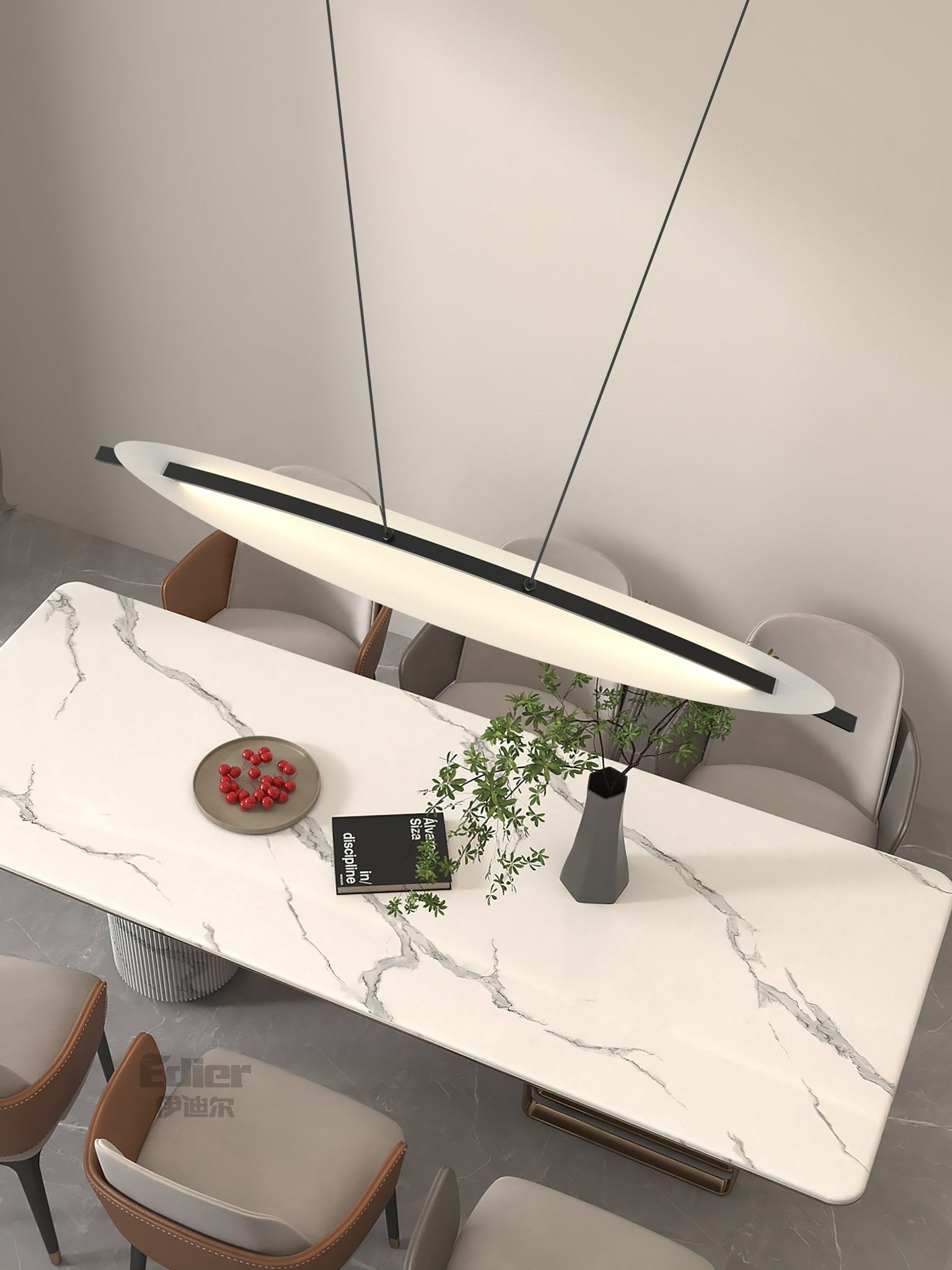 Modern Geometric Hyperbola LED Pendant Light with Adjustable Three Color Temperature