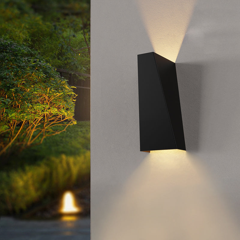 Modern Geometric Indoor LED Up and Down Wall Sconce Light Fixture in Black or White