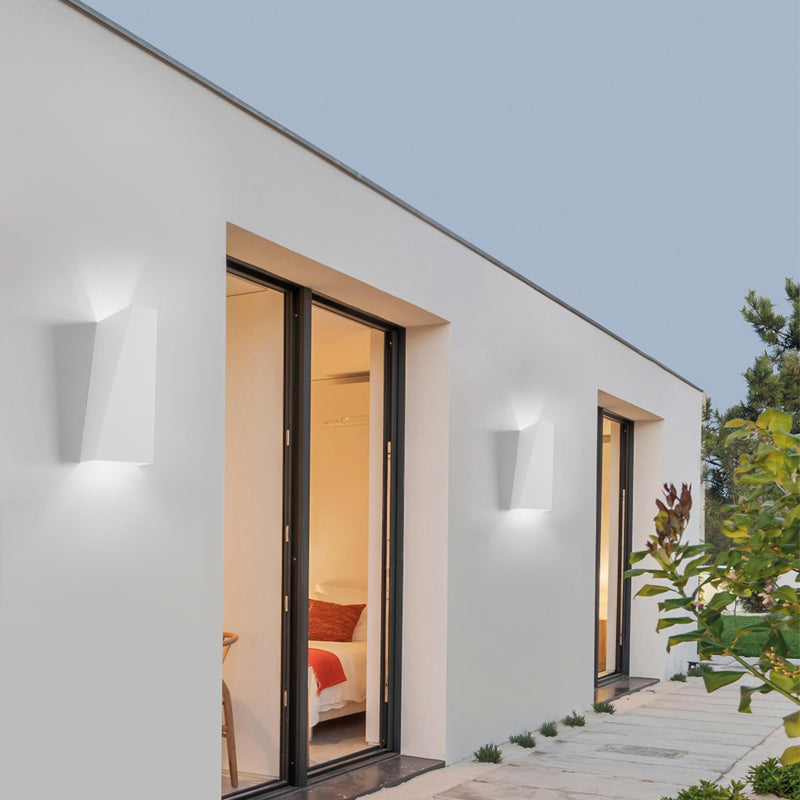 Modern Geometric Indoor LED Up and Down Wall Sconce Light Fixture in Black or White