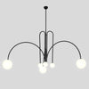 Modern Geometric Industrial Dining Room Chandelier with Glass Shades and Metal Frame 6 Light