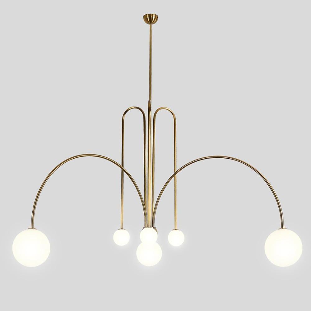 Modern Geometric Industrial Dining Room Chandelier with Glass Shades and Metal Frame 6 Light