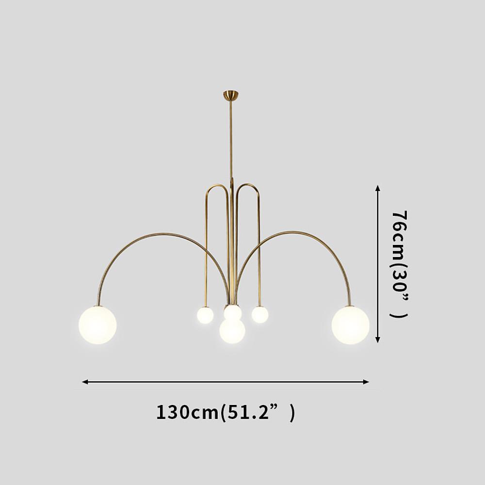 Modern Geometric Industrial Dining Room Chandelier with Glass Shades and Metal Frame 6 Light