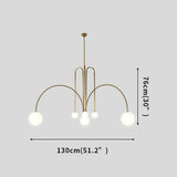 Modern Geometric Industrial Dining Room Chandelier with Glass Shades and Metal Frame 6 Light