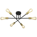 Modern Geometric Industrial Sputnik Chandelier with 6 Glass Bulbs for Home Office and Bedroom