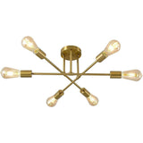 Modern Geometric Industrial Sputnik Chandelier with 6 Glass Bulbs for Home Office and Bedroom